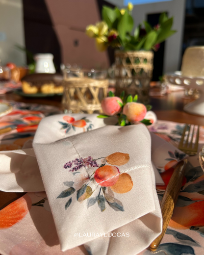 Servilleta de Tela Estampada Duraznos Pomar Florido