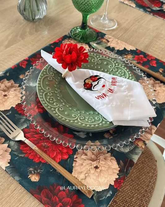 Kit de Mesa Puesta Jardín de Frida con servilleta bordada