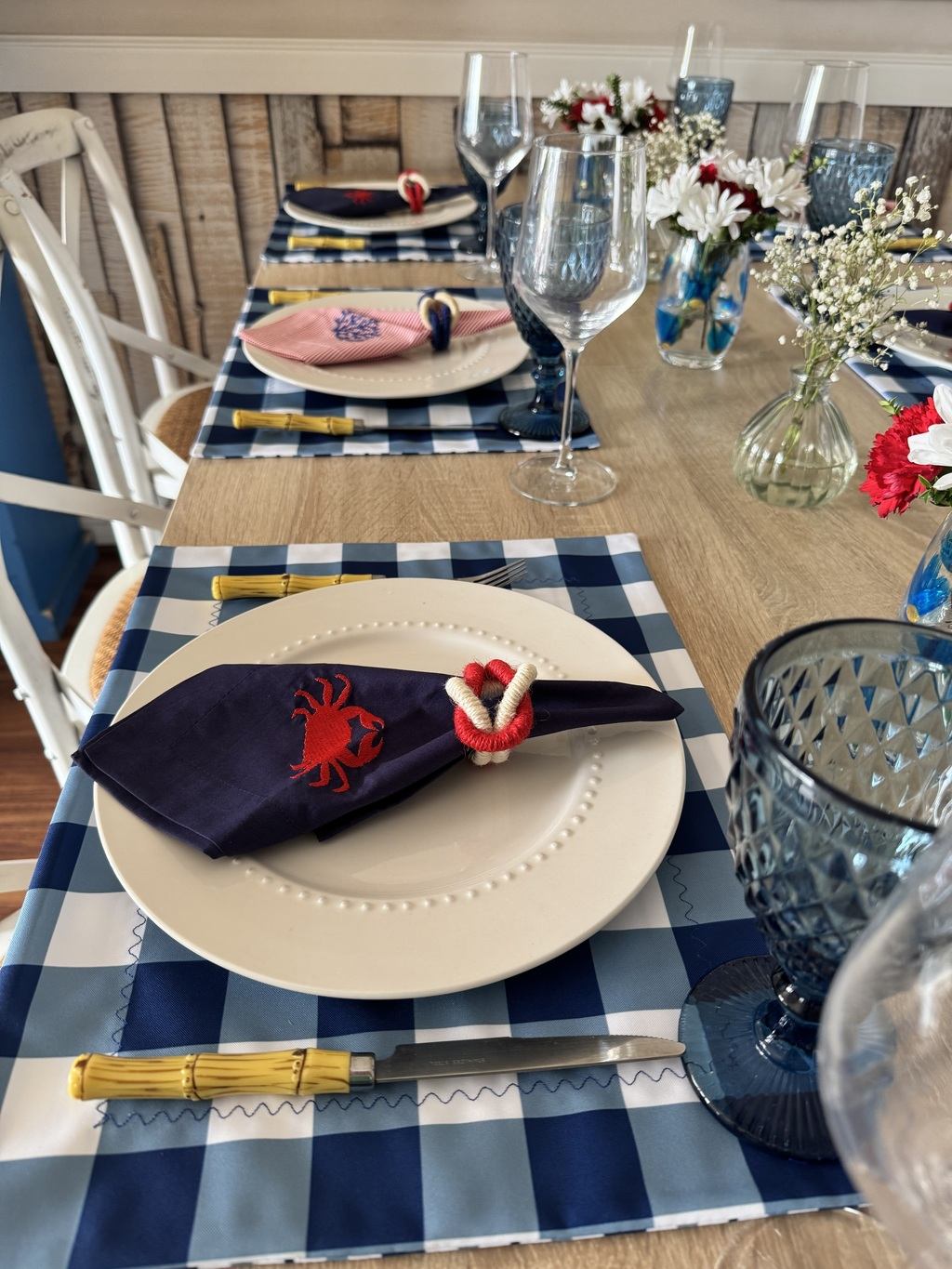 Kit de Mesa Picnic Azul con Servilletas Marinas
