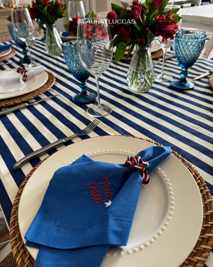 Mantel Rectangular Rayas Azules