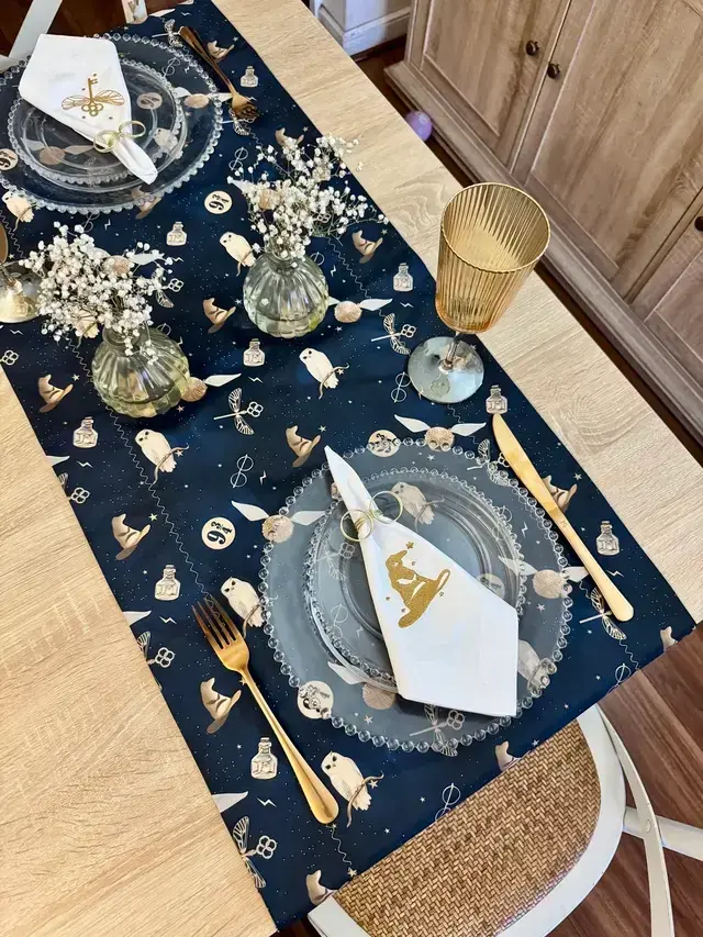 Set Camino doble faz Harry Potter Mundo Mágico y servilletas bordadas