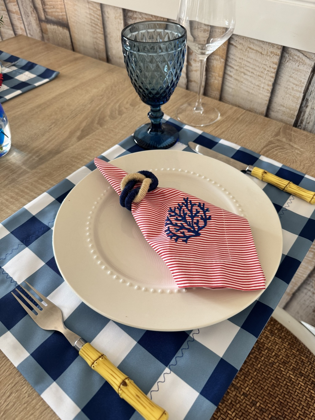 Kit de Mesa Picnic Azul con Servilletas Marinas