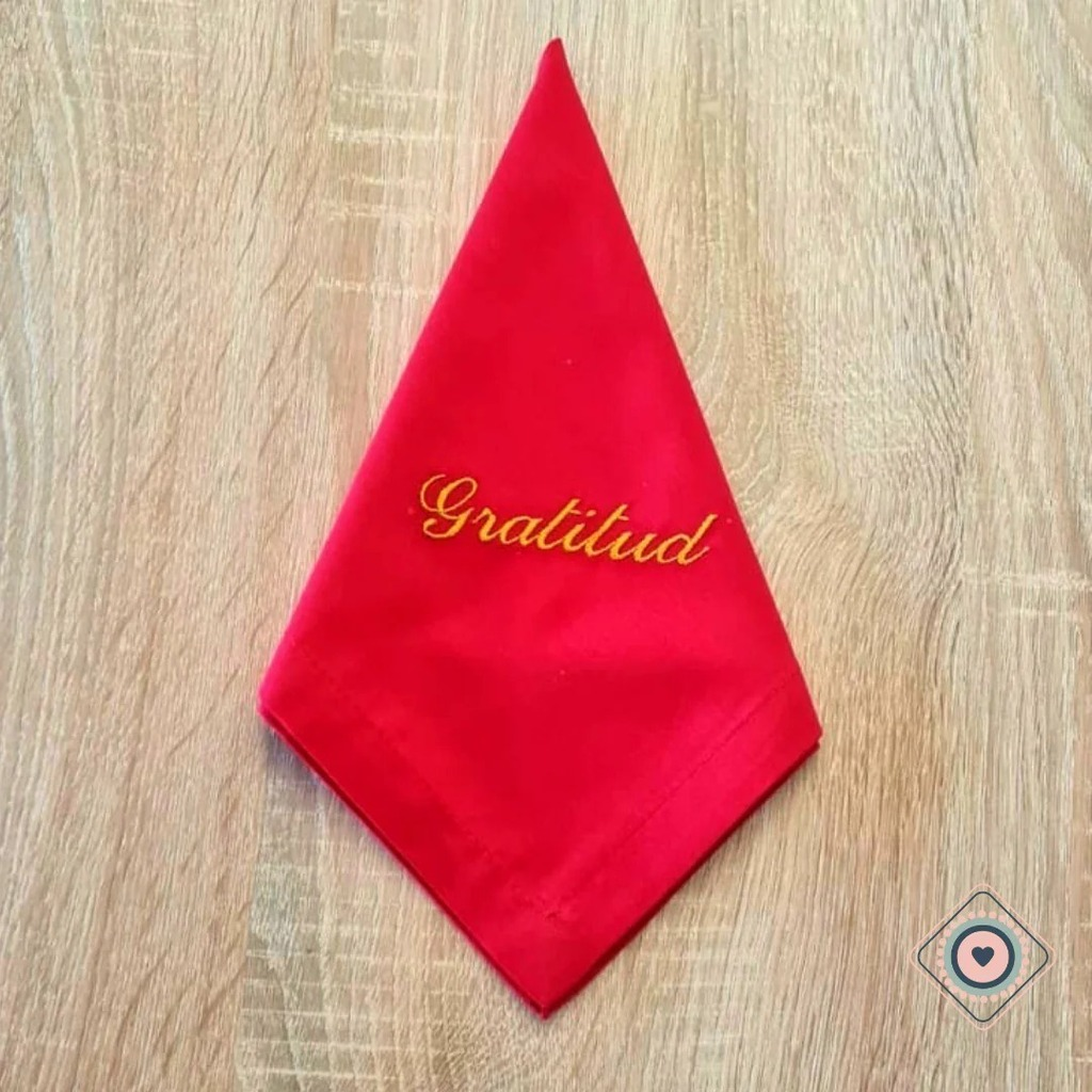 Servilleta de Tela Deseos Color Rojo Bordado Dorado