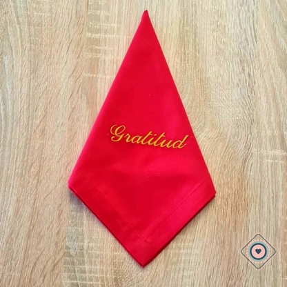 Servilleta de Tela Deseos Color Rojo Bordado Dorado