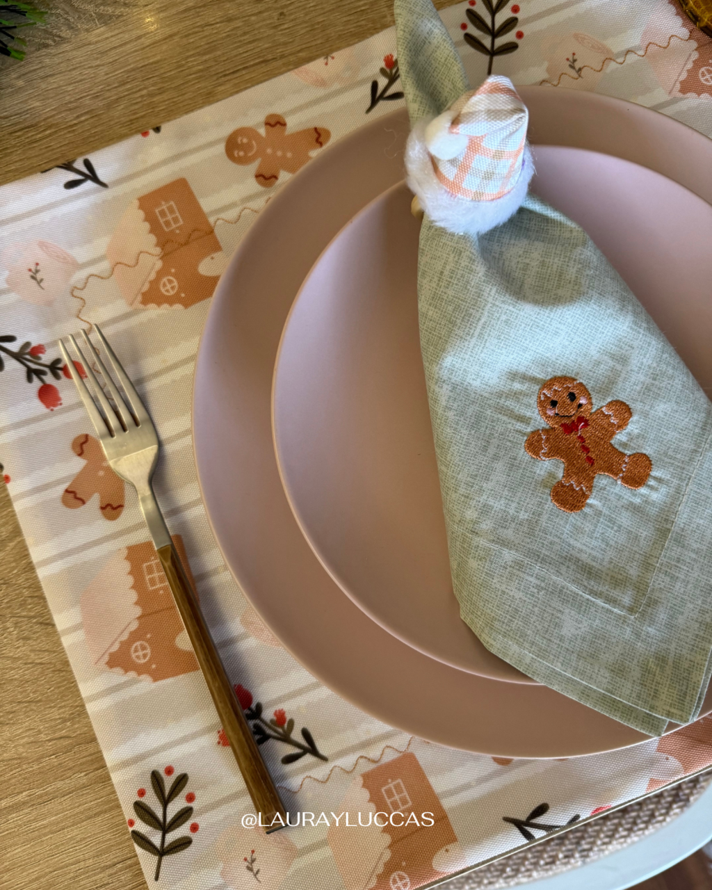 Porta servilletas Gorrito Navideño Cuadrillé verde agua Ginger