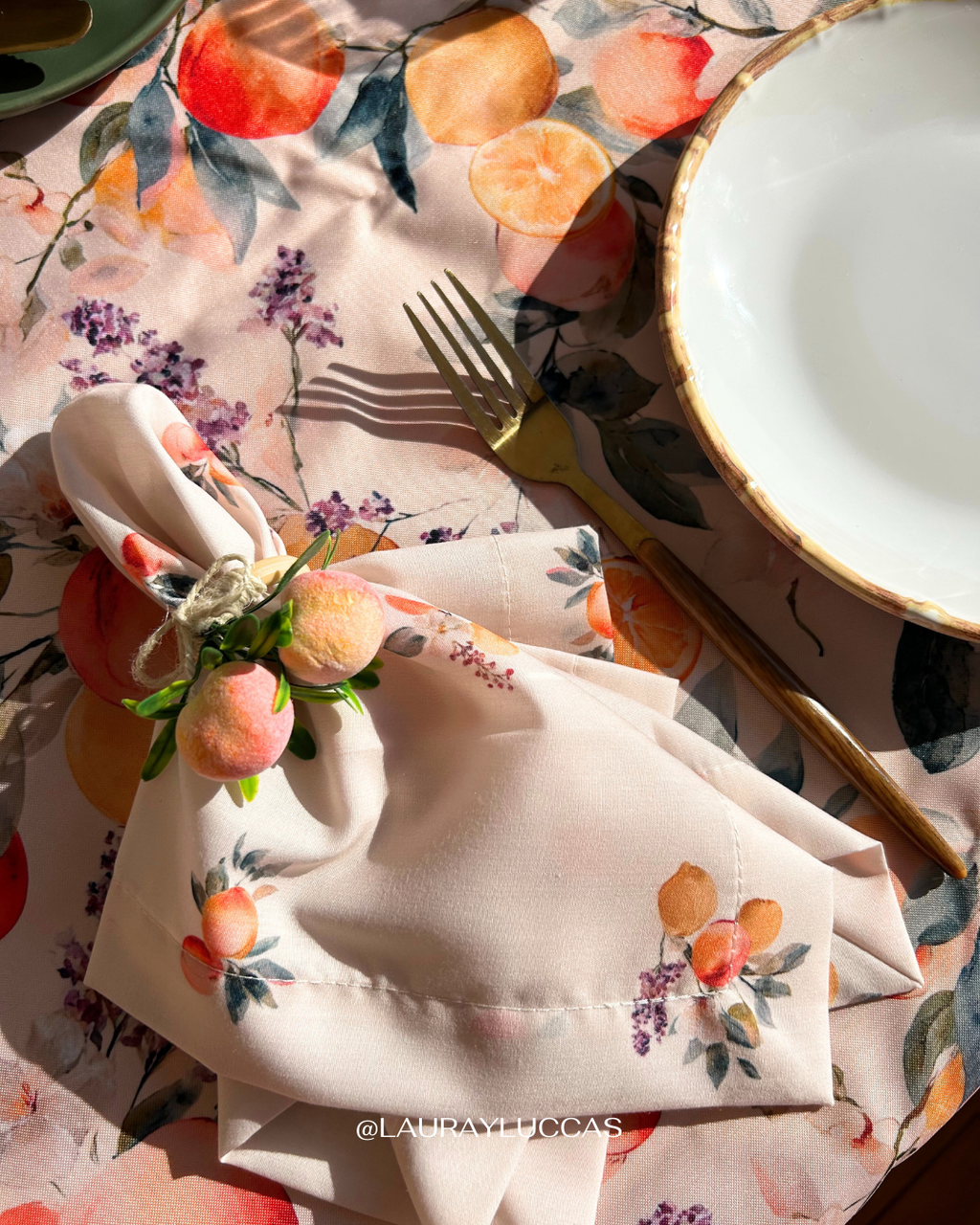Kit de Mesa Puesta Pomar Florido con servilletas duraznos