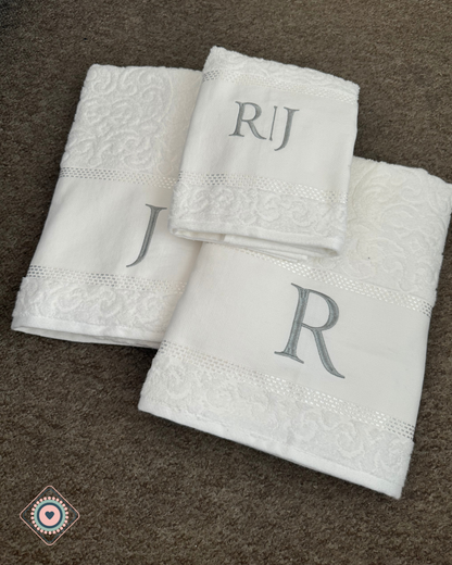 Kit Toalla de baño y rostro color blanco personalizadas