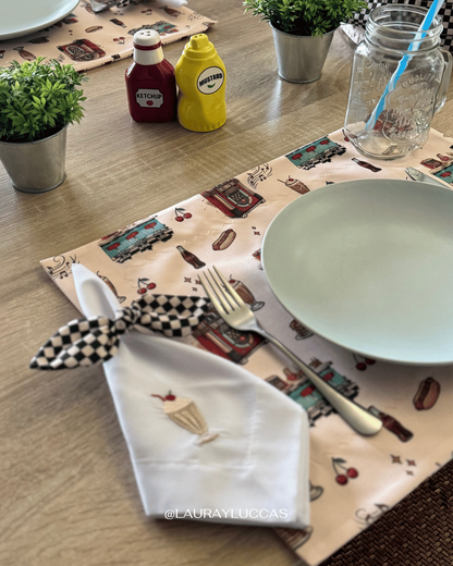 Individual de tela doble faz impermeable American Diner