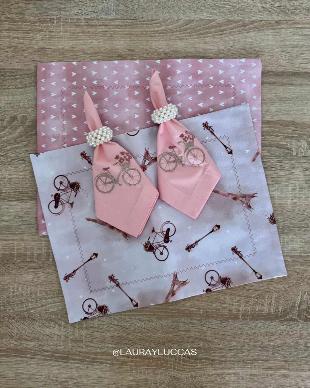 Servilleta de Tela 100% algodón bordada Bicicleta Paris Rosen