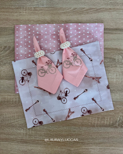 Servilleta de Tela 100% algodón bordada Bicicleta Paris Rosen