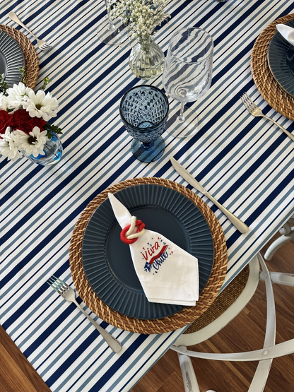 Mantel Rectangular Líneas azules