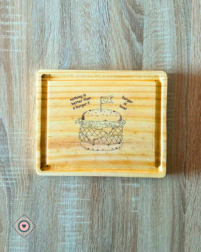Tabla de madera Hamburguesa