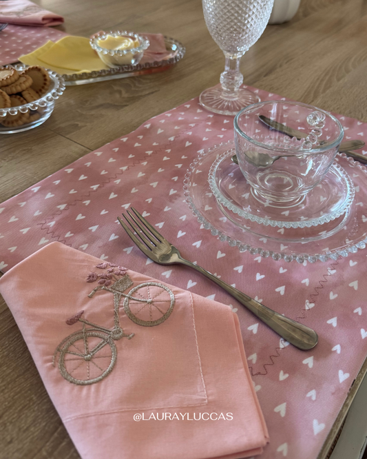 Servilleta de Tela 100% algodón bordada Bicicleta Paris Rosen