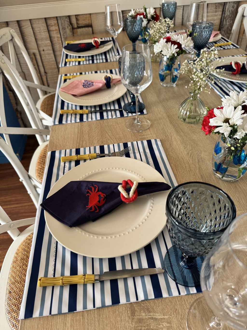 Kit de Mesa Picnic Azul con Servilletas Marinas