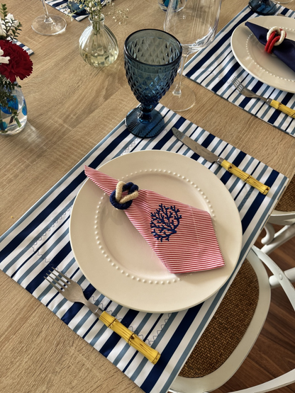Kit de Mesa Picnic Azul con Servilletas Marinas