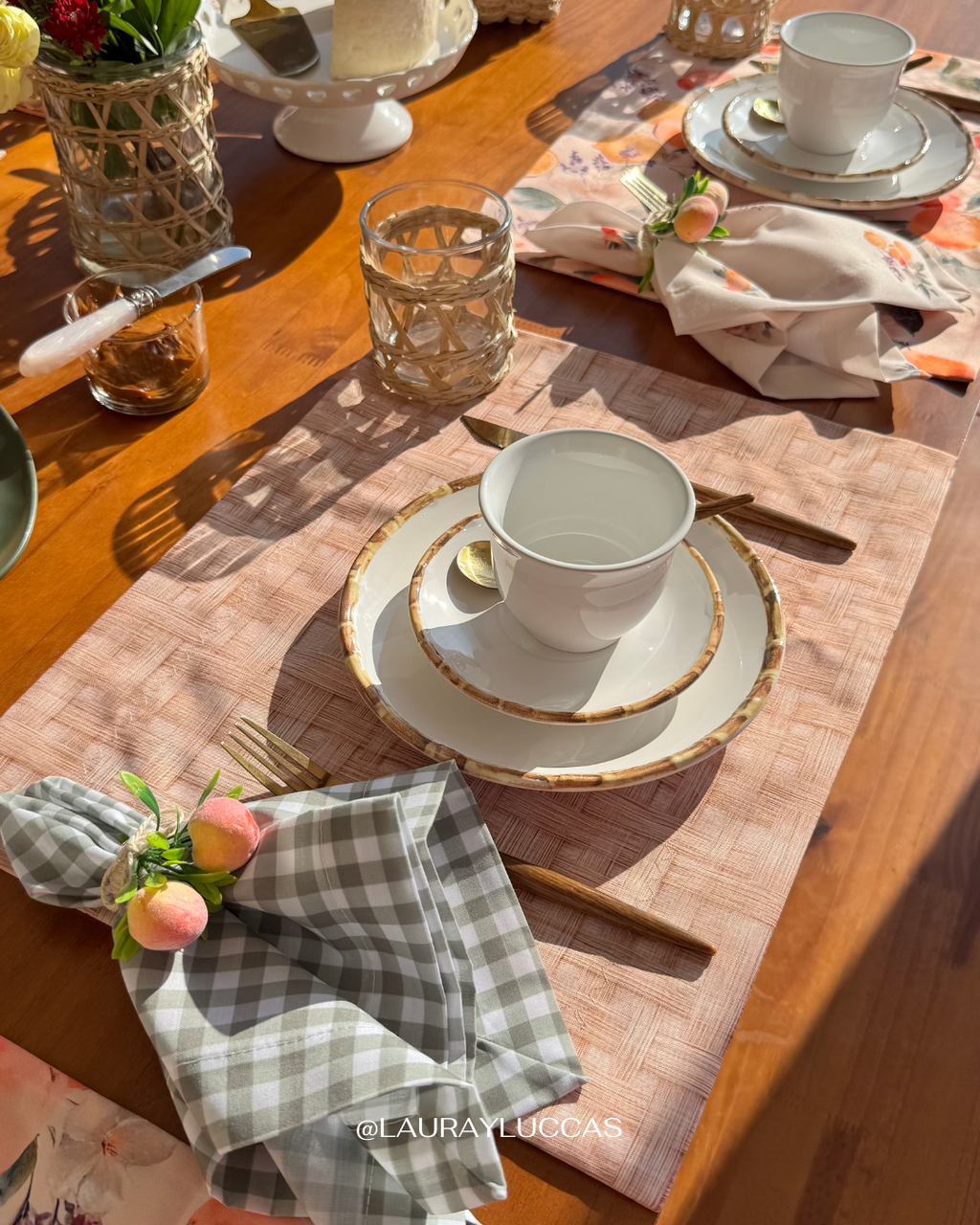 Kit de Mesa Puesta Pomar Florido con servilletas picnic verde