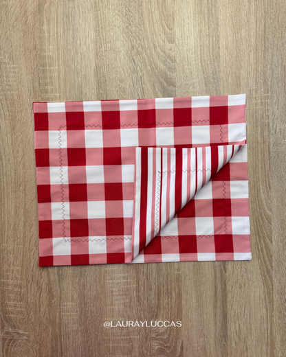 Set familia - 4 individuales doble faz Picnic Rojo