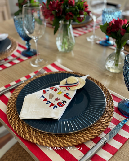 Kit de Mesa Puesta Rayas Rojas Fiestas Patrias