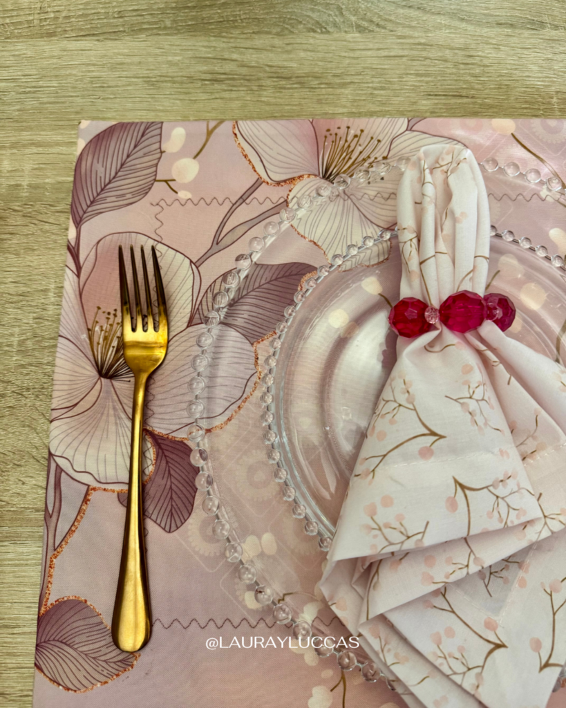 Set familia - 4 individuales doble faz Flor de cerezo