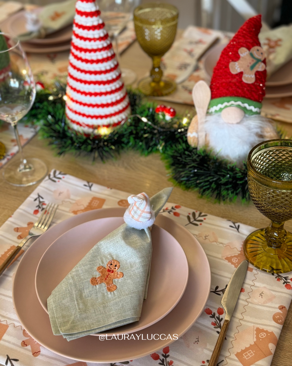 Porta servilletas Gorrito Navideño Cuadrillé verde agua Ginger