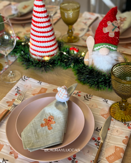 Porta servilletas Gorrito Navideño Cuadrillé verde agua Ginger