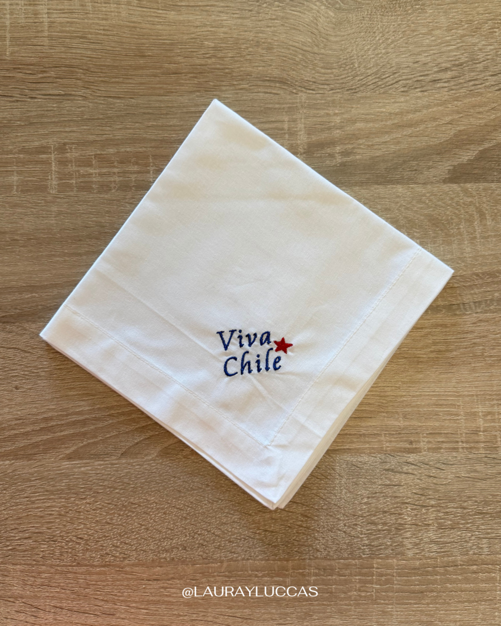 Servilleta de Tela Bordada Viva Chile Estrella