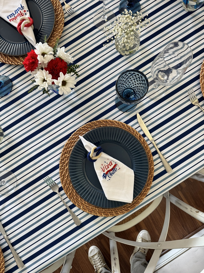 Mantel Rectangular Líneas azules