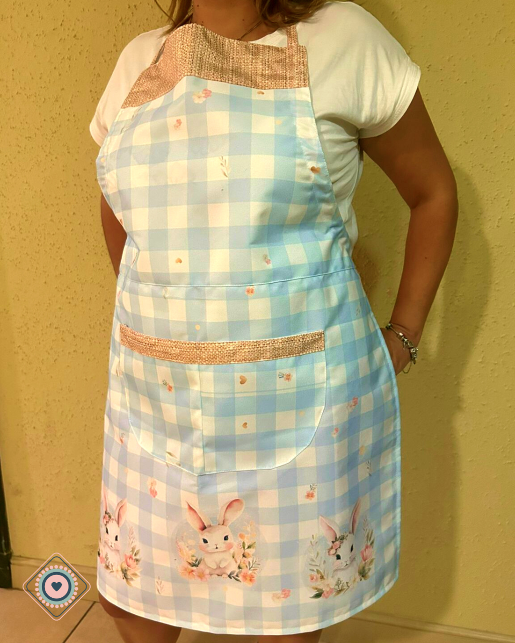 Delantal Impermeable Cuadrille Celeste Pascua - Adulto