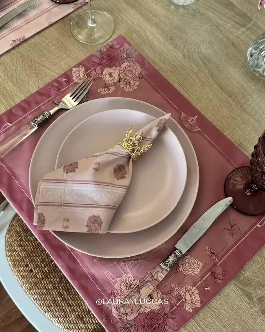 Kit de Mesa Aurora con servilleta estampada rayas flores