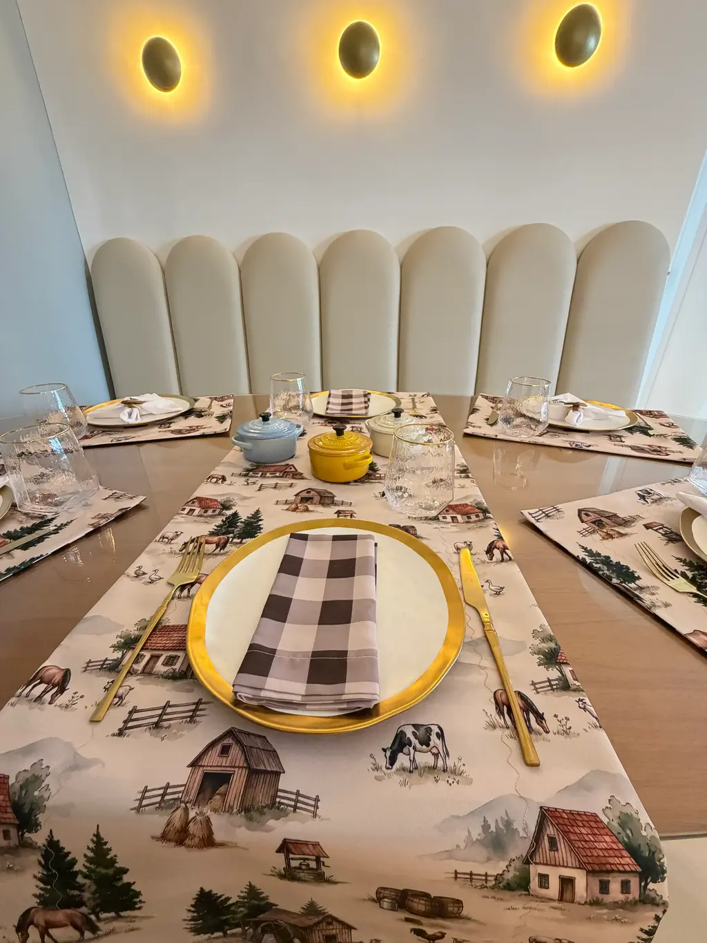 Servilleta de Tela Estampada Vichy café - La Casona