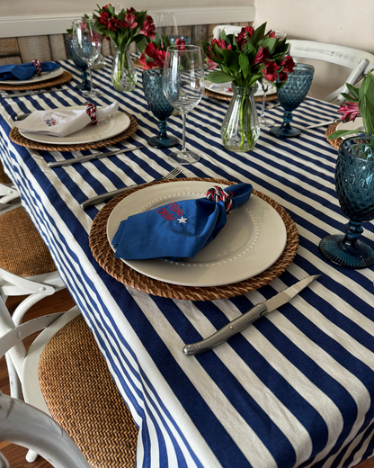 Mantel Rectangular Rayas Azules