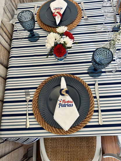 Mantel Rectangular Líneas azules