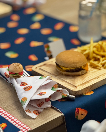 Camino de mesa doble faz impermeable Happy Food