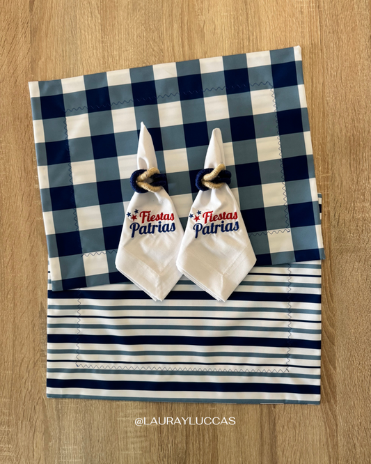 Kit de Mesa Picnic Azul con Servilletas Fiestas Patrias