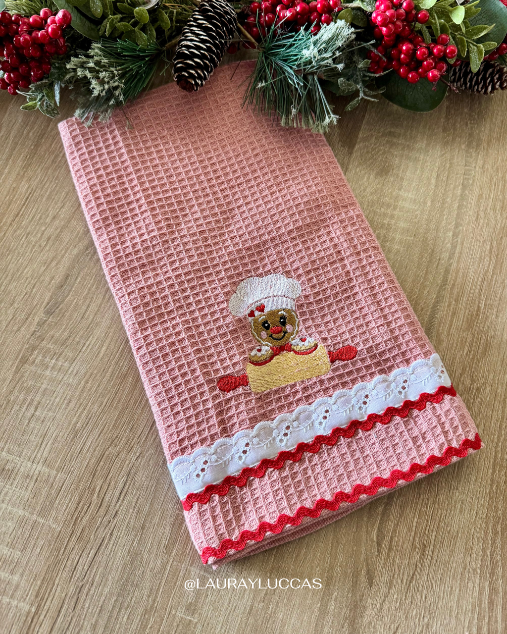 Paño de Cocina Palo Rosa Cocinero Navideño