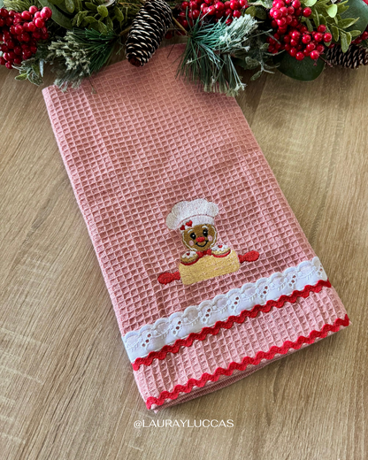 Paño de Cocina Palo Rosa Cocinero Navideño