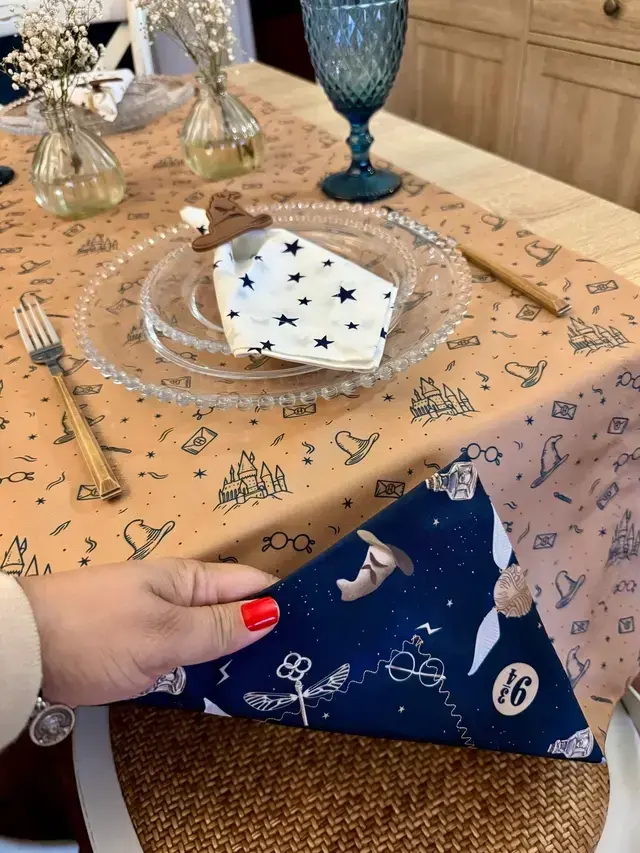 Set Camino doble faz Harry Potter Mundo Mágico y servilletas bordadas
