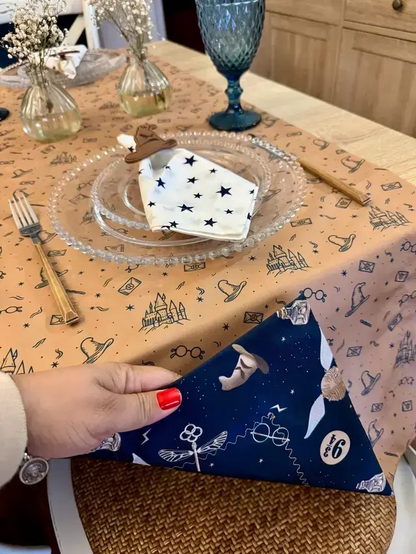 Set Camino doble faz Harry Potter Mundo Mágico y servilletas bordadas