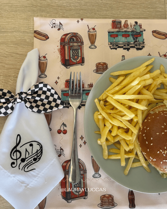 Servilleta Bordada Notas Musicales - American Diner