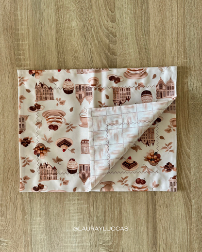 Individual de tela doble faz impermeable Chocolate Belga
