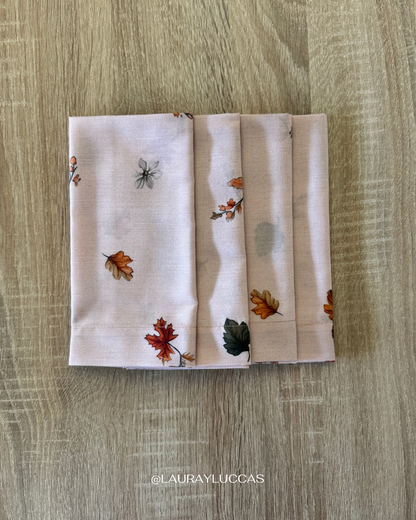 Set de 4 servilletas de tela estampadas Otoño Americano
