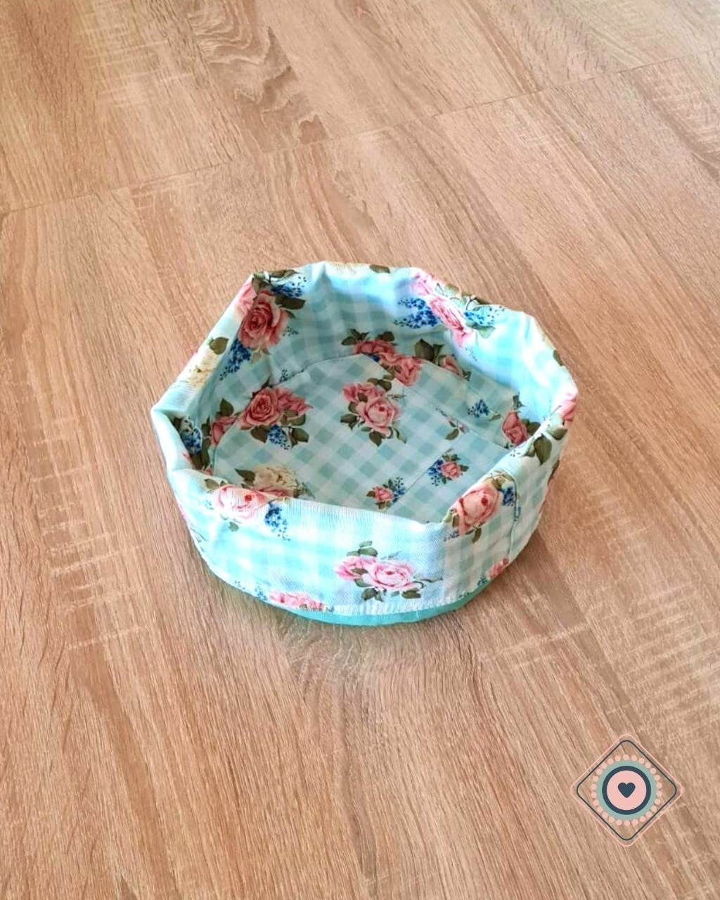 Panera doble faz cuadrille flores celeste
