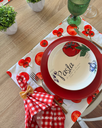Kit de Mesa Puesta Italia con servilletas picnic rojo