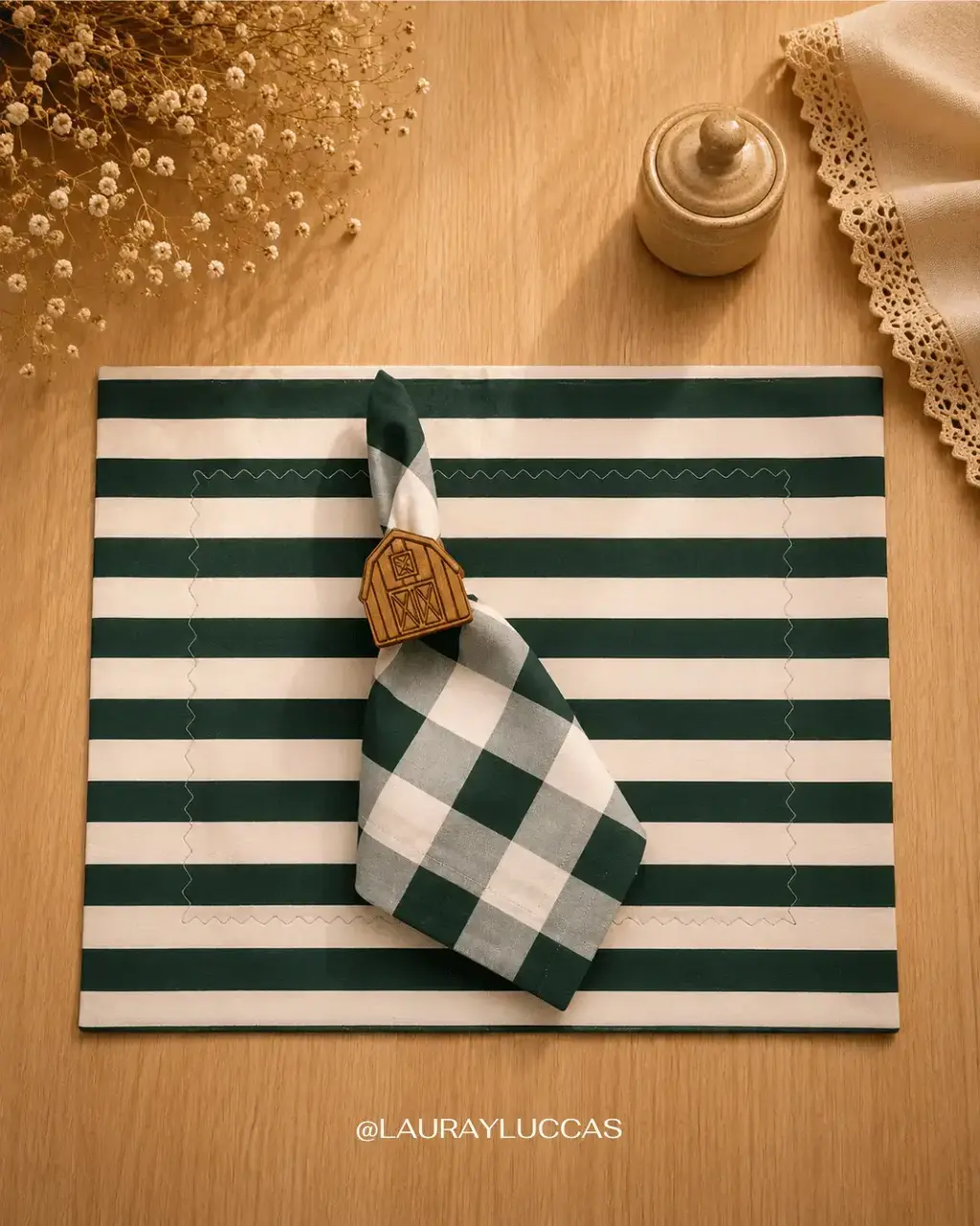 Kit de Mesa Puesta La Casona con servilleta estampada Vichy