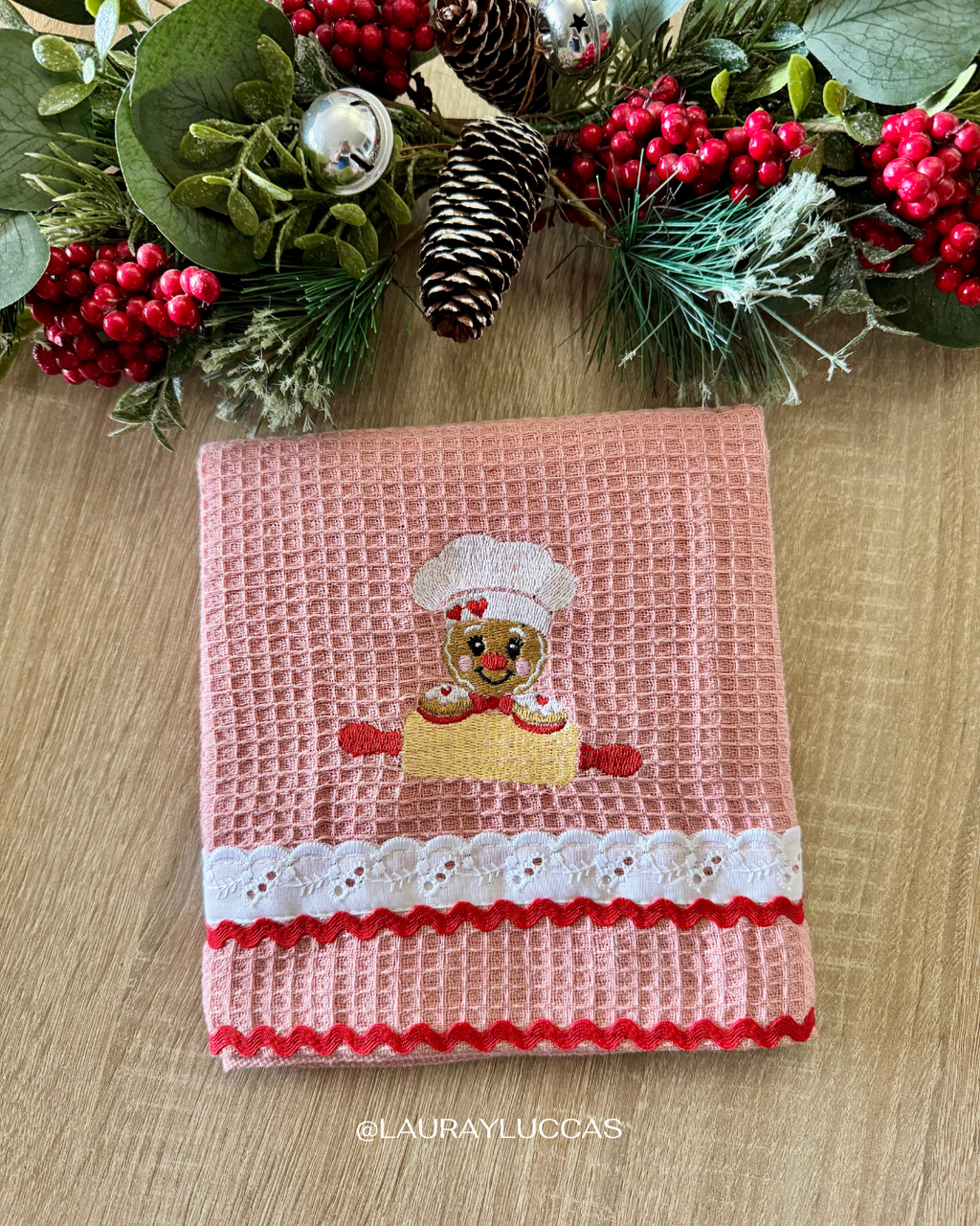 Paño de Cocina Palo Rosa Cocinero Navideño