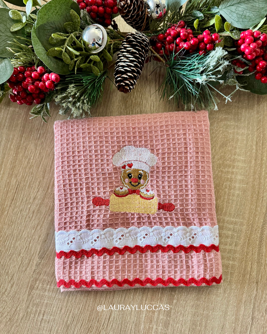 Paño de Cocina Palo Rosa Cocinero Navideño