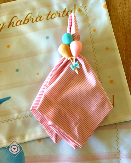 Kit de Mesa Puesta Cumpleaños (servilletas rayas rosada)